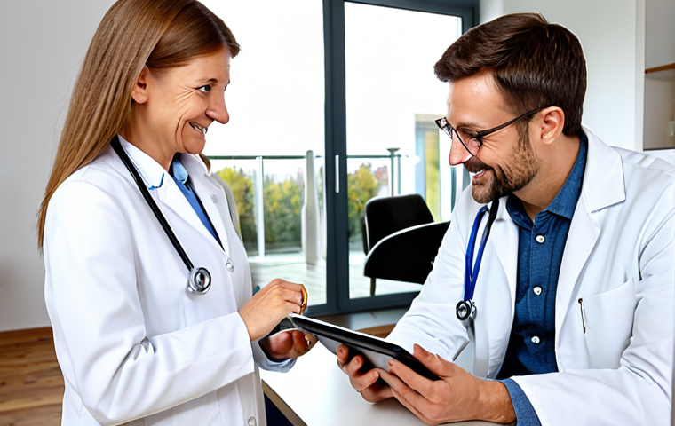 Telemedicine for Families**
"A friendly family doctor, fully clothed in a professional white coat, is consulting with a mother and her young child via a tablet in a bright and modern German home. The child is smiling and relaxed. The home is decorated in a contemporary German style. Safe for work, appropriate content, fully clothed, professional, family-friendly, perfect anatomy, correct proportions, natural pose, well-formed hands, proper finger count, natural body proportions, high quality."
**