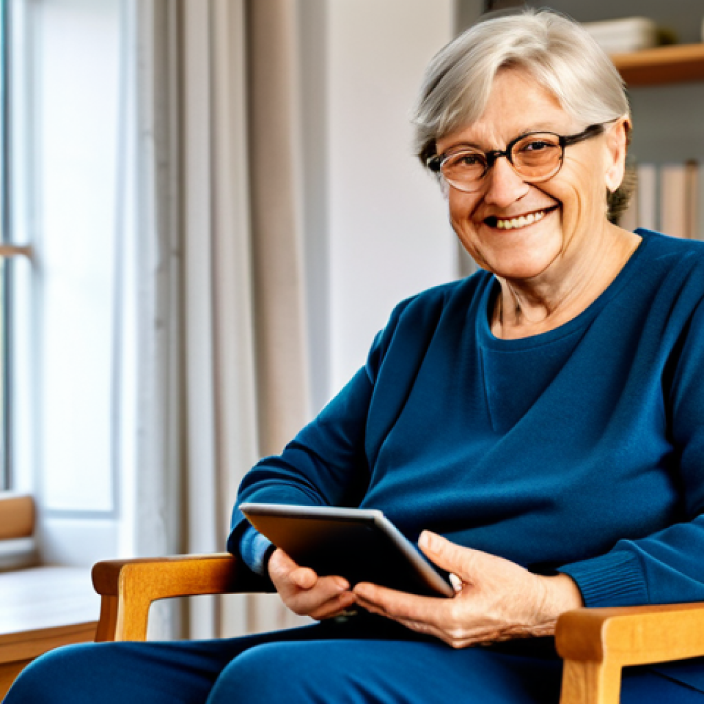 **

"A friendly doctor smiling during a telemedicine consultation with a senior woman in her living room. The woman is comfortably seated in her armchair, holding a tablet. The background shows a cozy German living room with traditional furniture and a view of a garden.  Both are fully clothed.  Warm, inviting lighting.  Safe for work, appropriate content, fully clothed, professional, modest, family-friendly, perfect anatomy, correct proportions, natural pose, well-formed hands, proper finger count, natural body proportions, high quality."

**