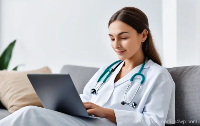 원격의료 서비스와 전통 의료의 차이점 - **Prompt for "Comfort and Convenience of Telemedicine"**
"A candid, cozy scene capturing a young...