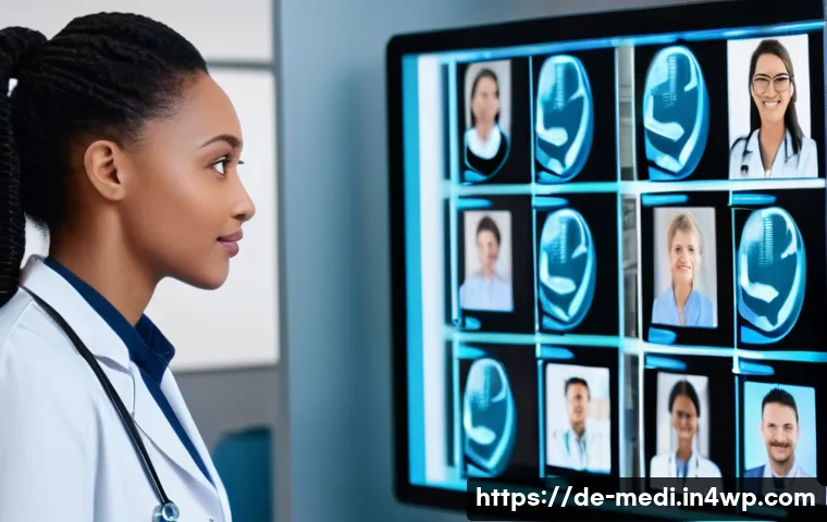 원격의료 서비스의 환자 데이터 관리 - A modern telemedicine consultation scene showing a doctor and patient interacting via a secure digit...
