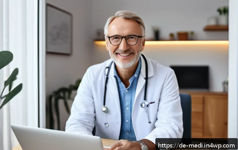 원격의료 서비스에서의 약물 처방 절차 - A modern telemedicine consultation scene showing a middle-aged German patient sitting comfortably at...